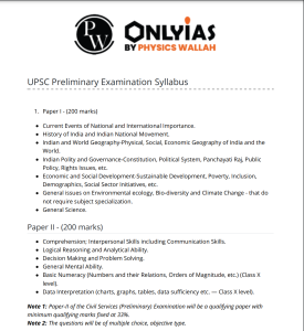 UPSC Prelims Syllabus