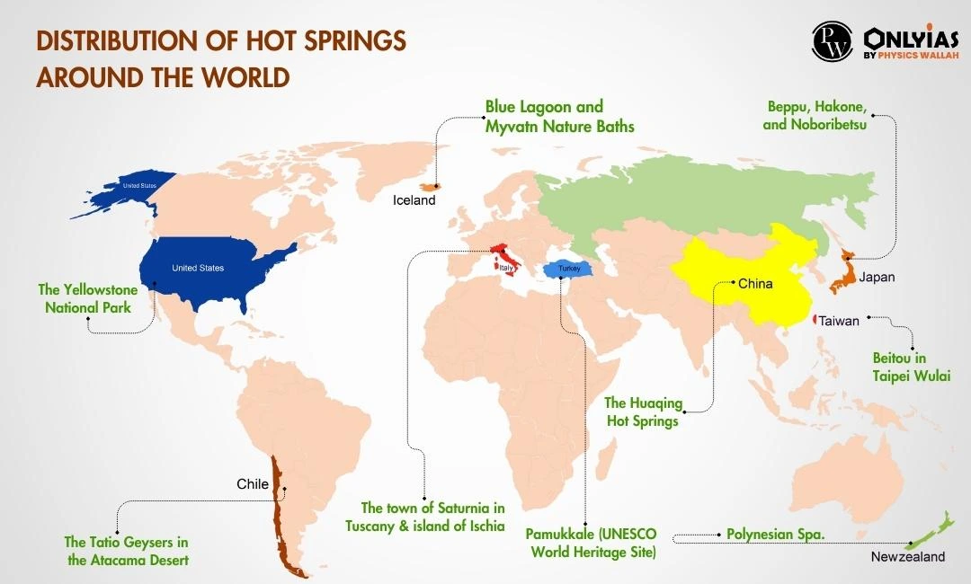 DISTRIBUTION OF HOT SPRINGS AROUND THE WORLD