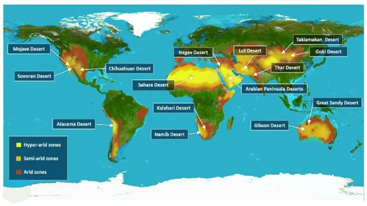 hot deserts in the northern