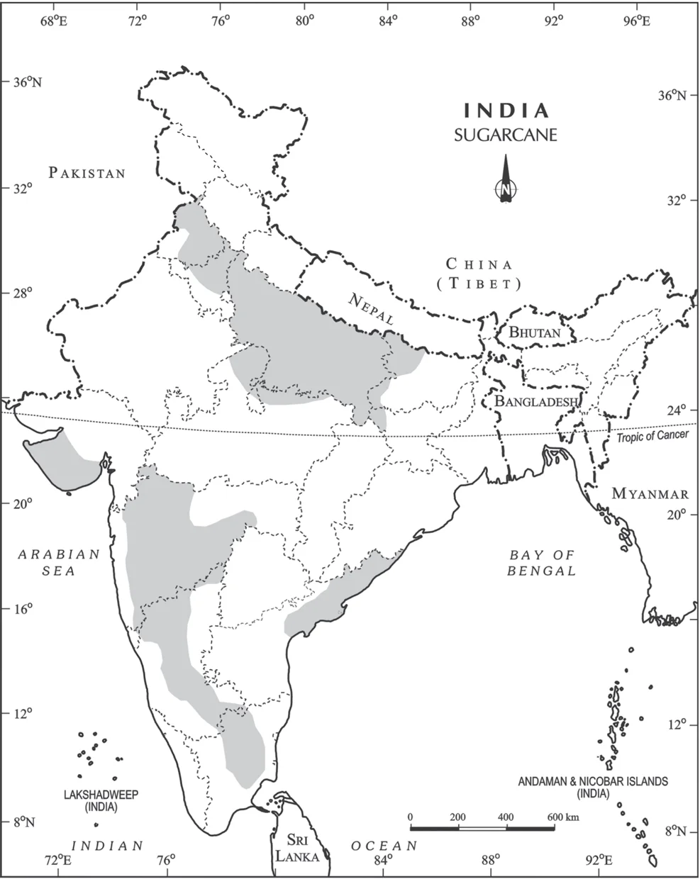 Distribution of Sugarcane