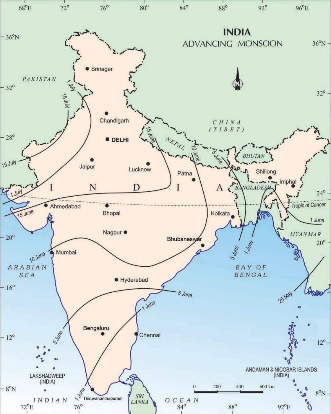 India: Normal Dates of Onset of the Southwest Monsoon