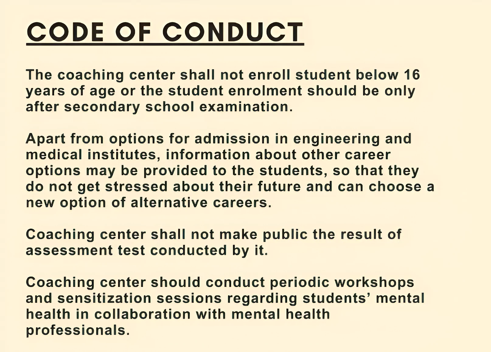 Guidelines for Coaching Centres