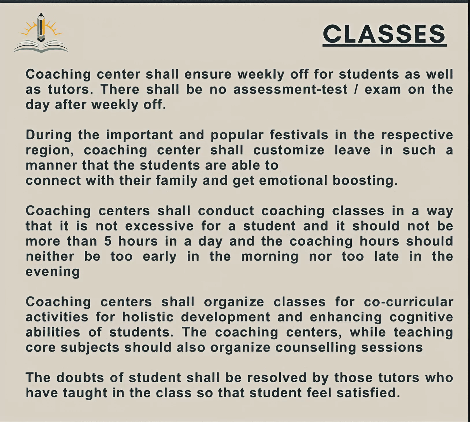 Guidelines for Coaching Centres