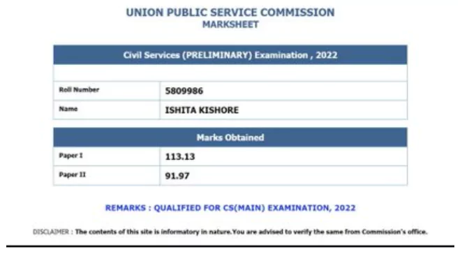 UPSC Prelims Result