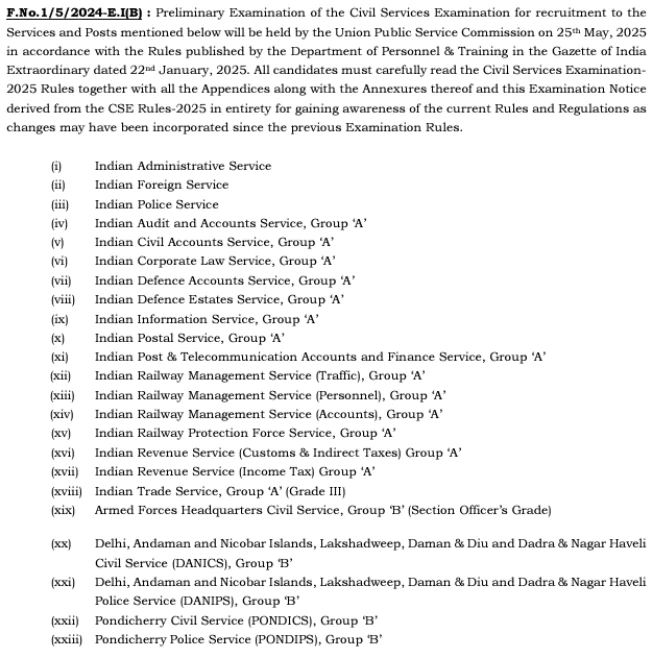 Changes in upsc notification