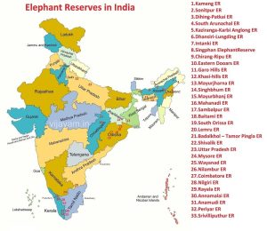 Elephant Reserves in India Map