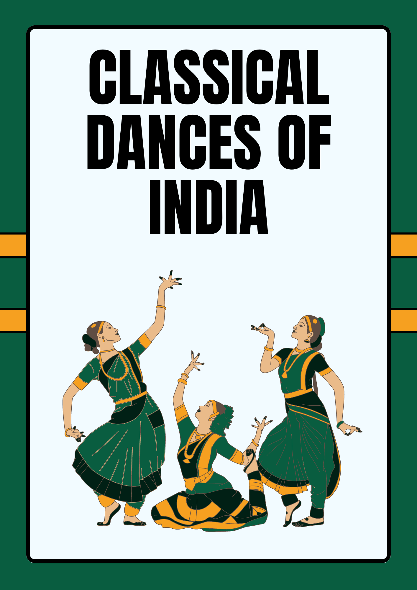 Green and Orange Retro Illustrated Traditional Dance Festival Program