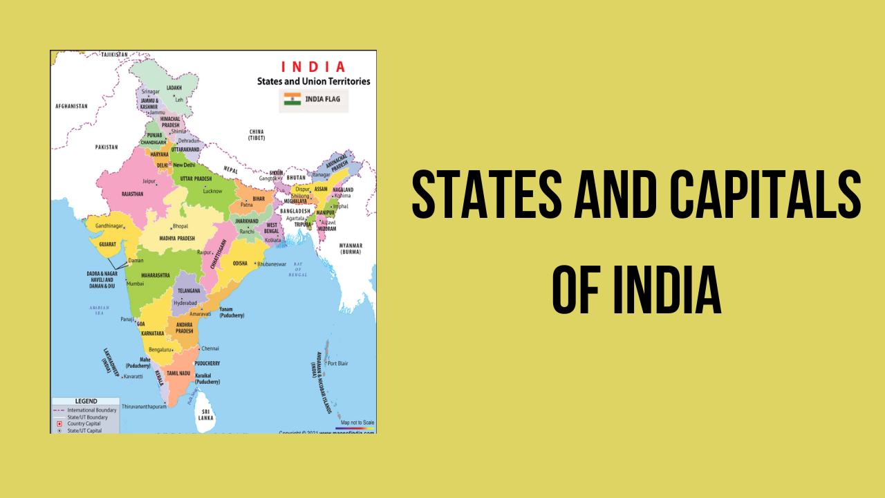 List of Indian States and Capitals  Check Union Territories and Captials  list