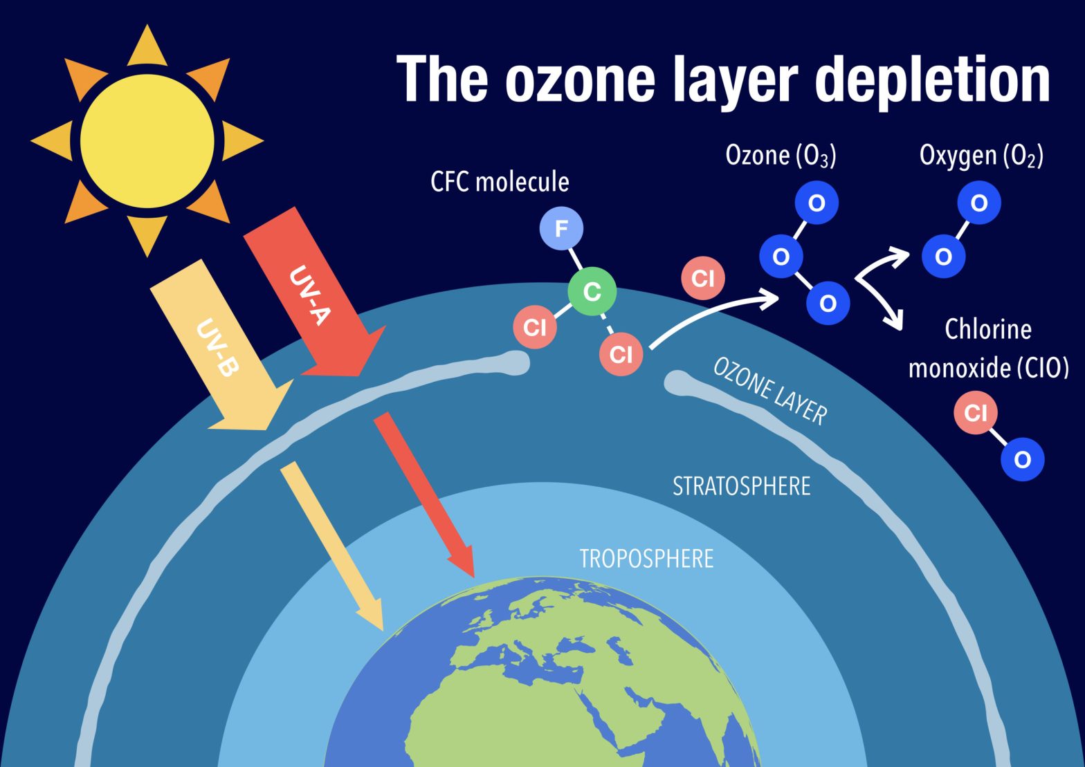 depletion of ozone layer caused by which gas