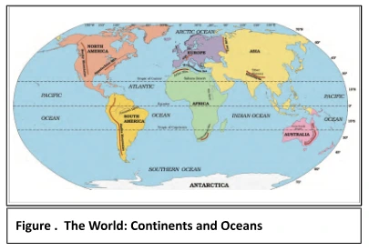 The world: Continents and oceans