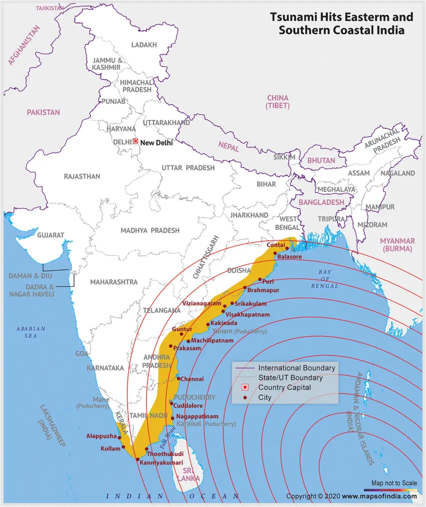 Tsunami Hits Easterm and Southern Coastal India
