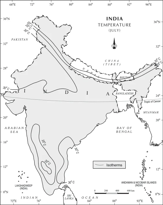 India: Mean Monthly Temperature of the Day in July
