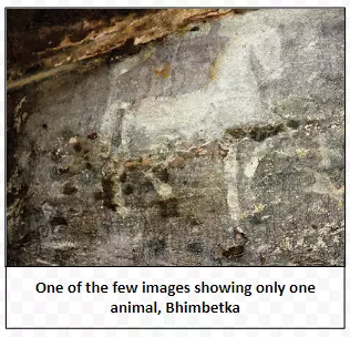 One of the few images showing only one animal, Bhimbetka