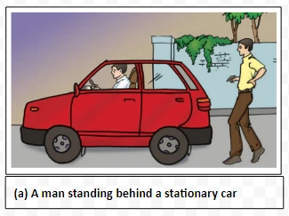 A car being pushed by a man 