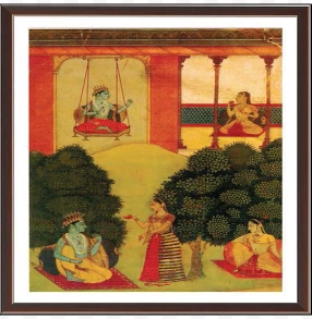 Krishna Swinging and Radha in Sad Mood