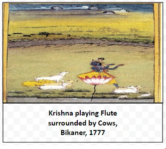 Krishna playing Flute surrounded by Cows, Bikaner, 1777