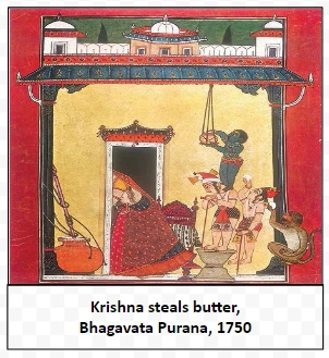 Krishna steals butter, Bhagavata Purana, 1750