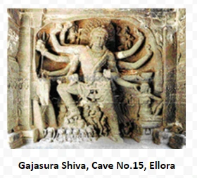 Gajasura Shiva, Cave No.15, Ellora