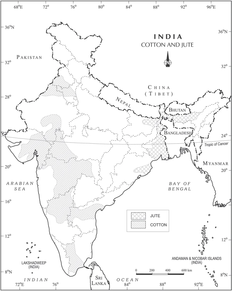 India – Distribution of Cotton and Jute