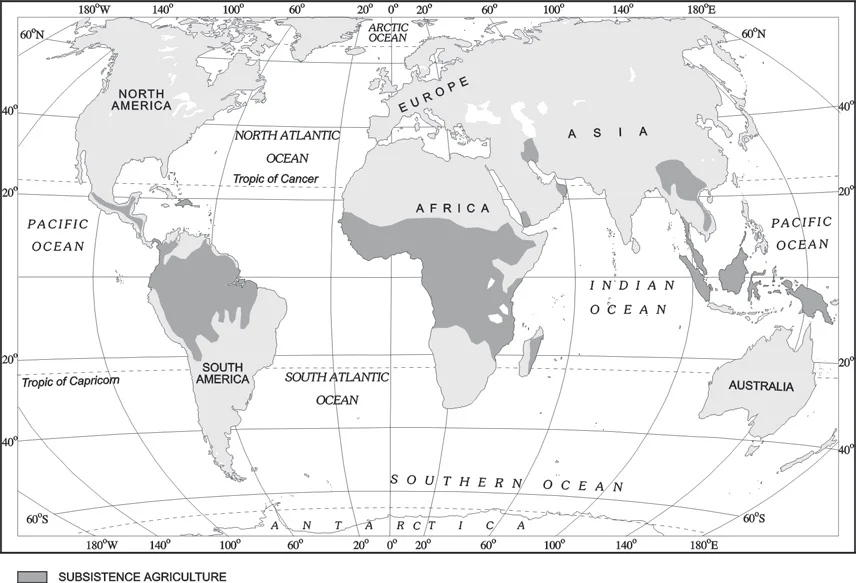 Areas of Primitive Subsistence Agriculture