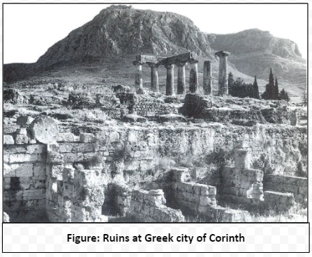 Ruins at Greek city of Corinth