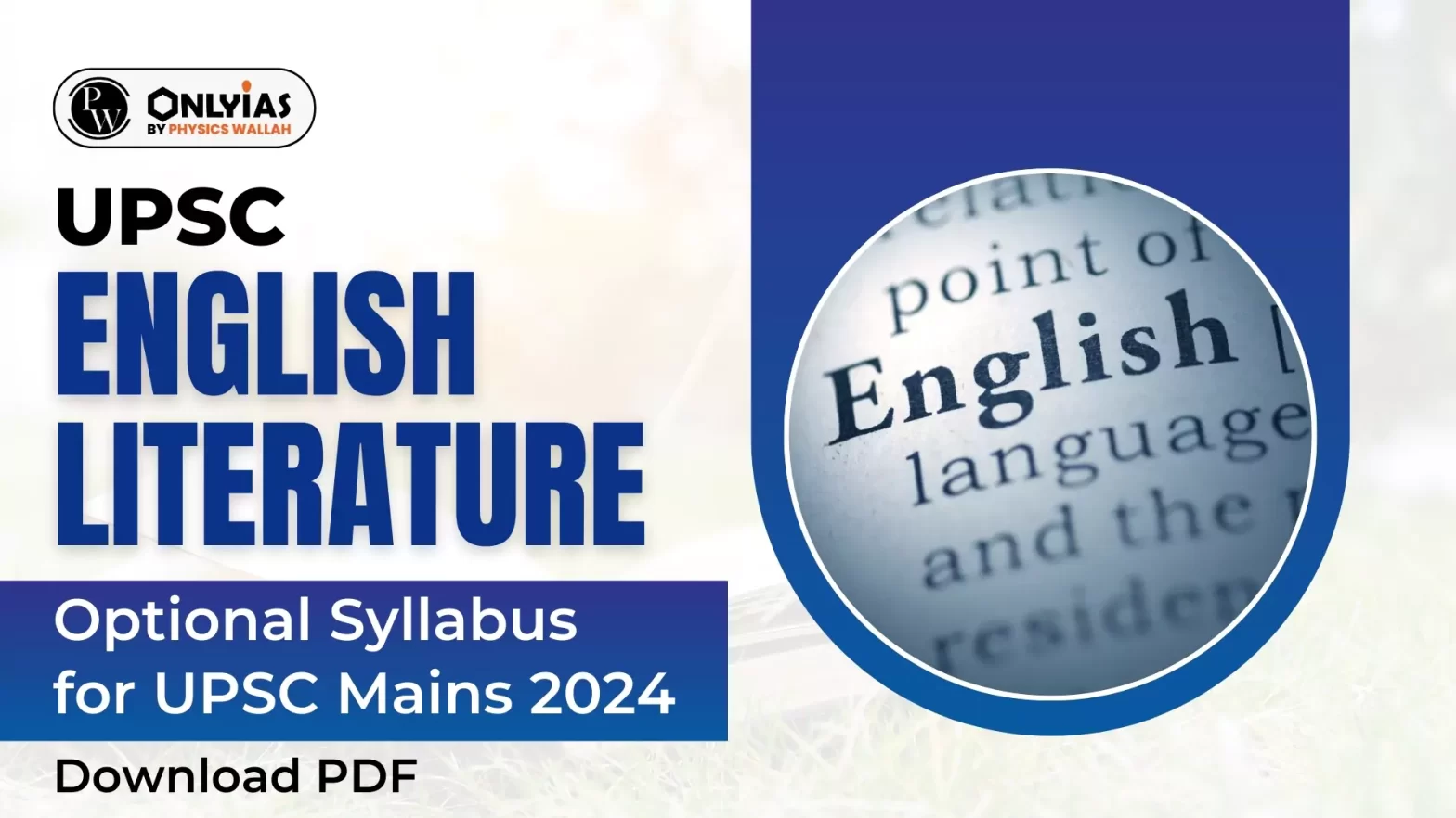 UPSC English Literature Optional Syllabus for Mains 2024, Download PDF