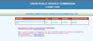 CAPF Admit Card